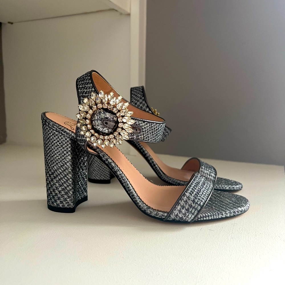 J.Crew shimmer crystal buckle sandal